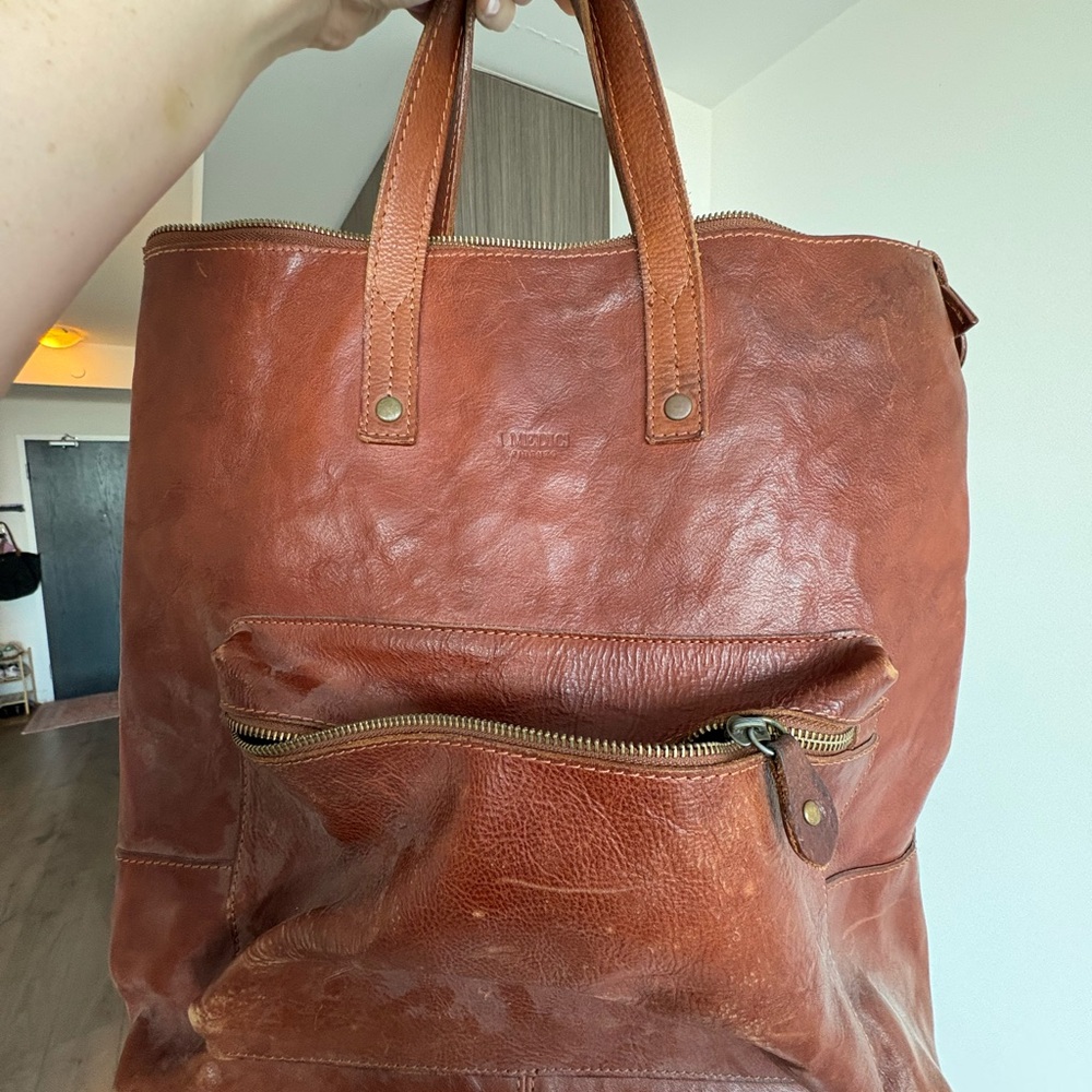 Leather Tote Bag - Brown